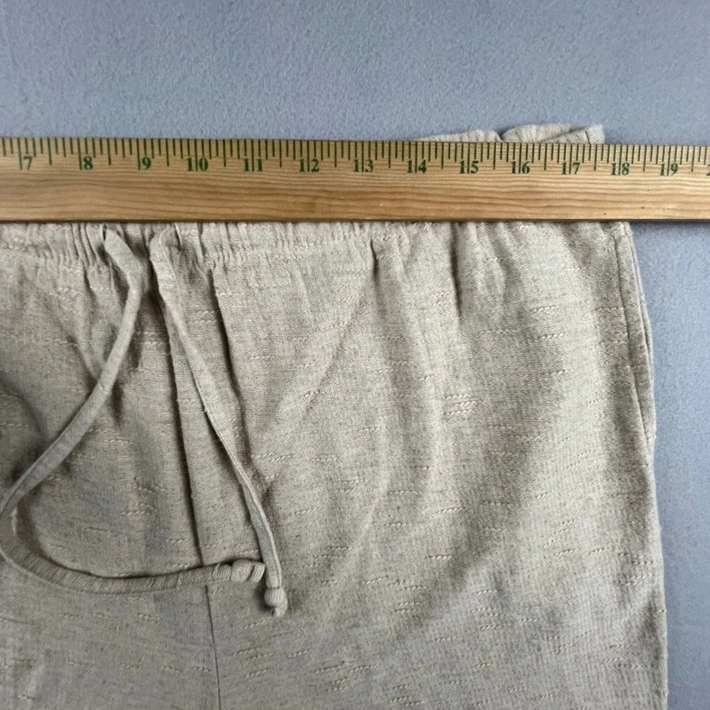 Linen Pants Womens Large Beige Cotton Ramie Drawstring Lounge Casual‎ Summer